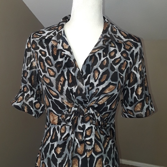 Joseph Ribkoff Metallic Leopard Print Dress - Picture 14 of 17